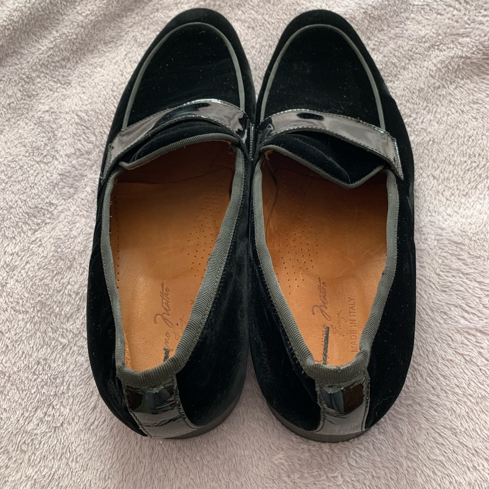Massimo Matteo Black Velvet & Patent Leather Loafers, Made In Italy